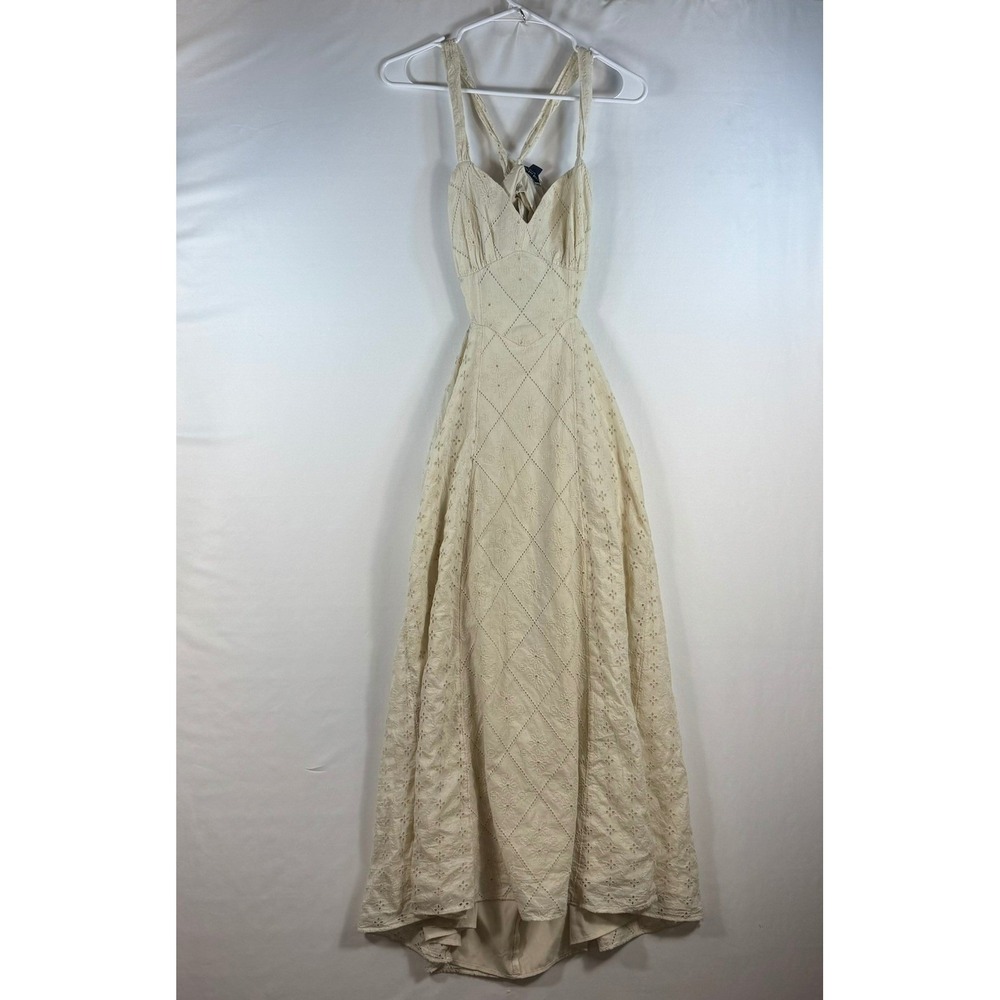 NWT American Eagle Cream Eyelet Cut-Out Maxi Dress Open Back Boho 8620106 Mens S